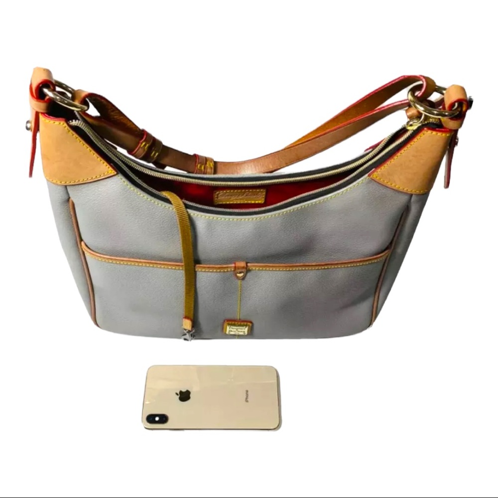Dooney & Bourke Gray Pebble Leather Kimberly Crossbody Bag In Mint  Cond Vintage - Picture 4 of 13